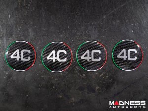 Alfa Romeo 4C Carbon Fiber Badge Cover Kit - Italian Stripe